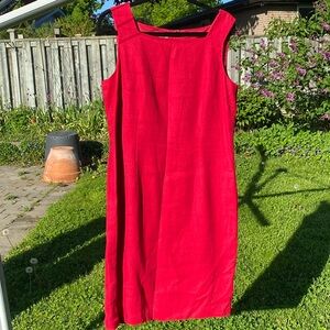 Talbots red linen sleeveless dress 12